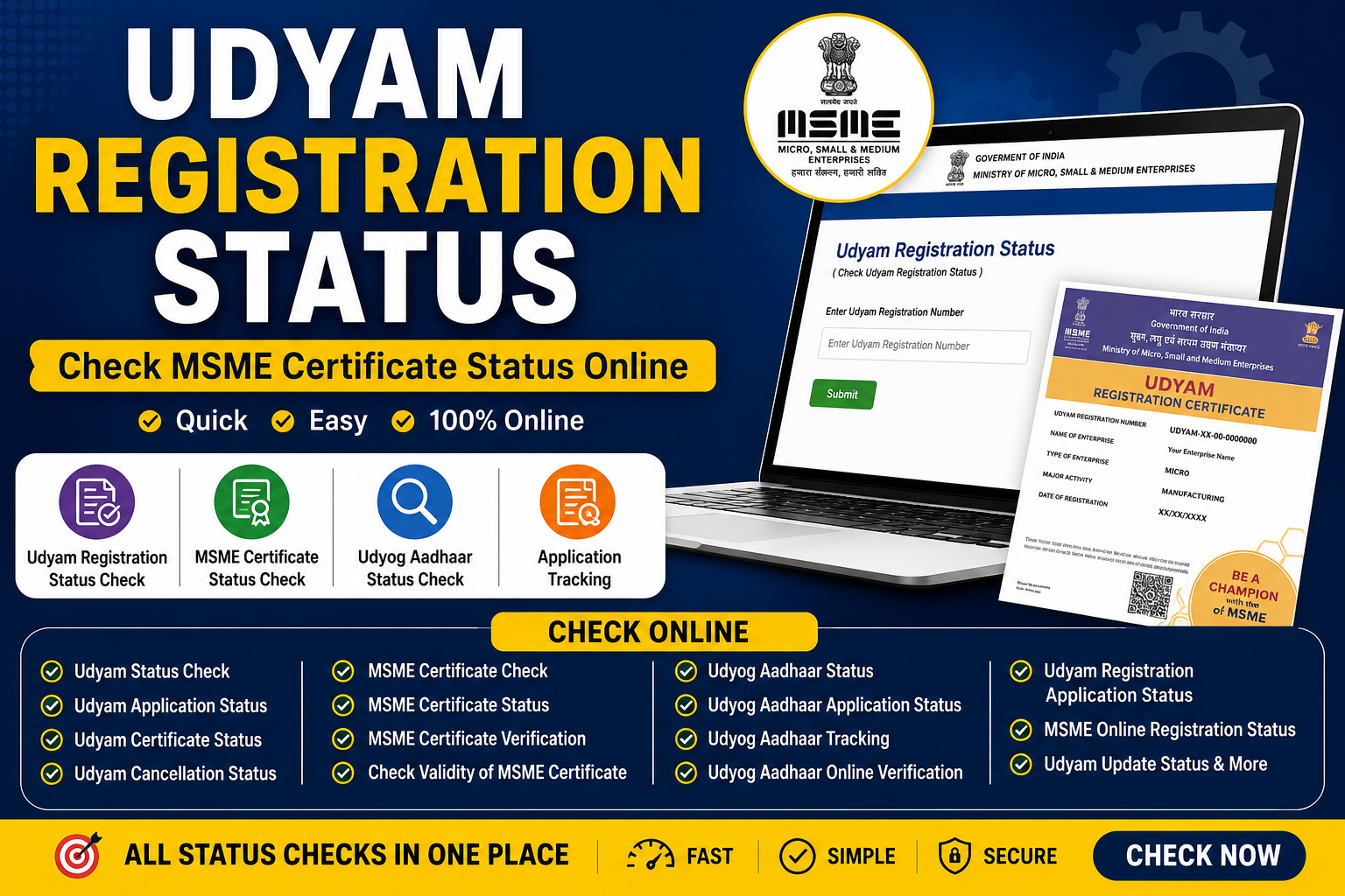 Udyam Registration Status | MSME Certificate Check | Udyam Status